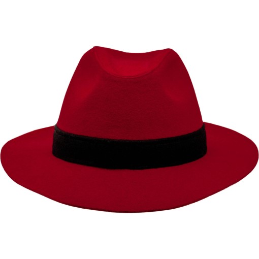 Rød Fedora hat